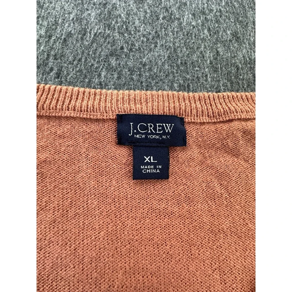 J. Crew Sweater Men X-Large Burnt Orange V Neck‎ Pullover Cashmere Cotton Casual